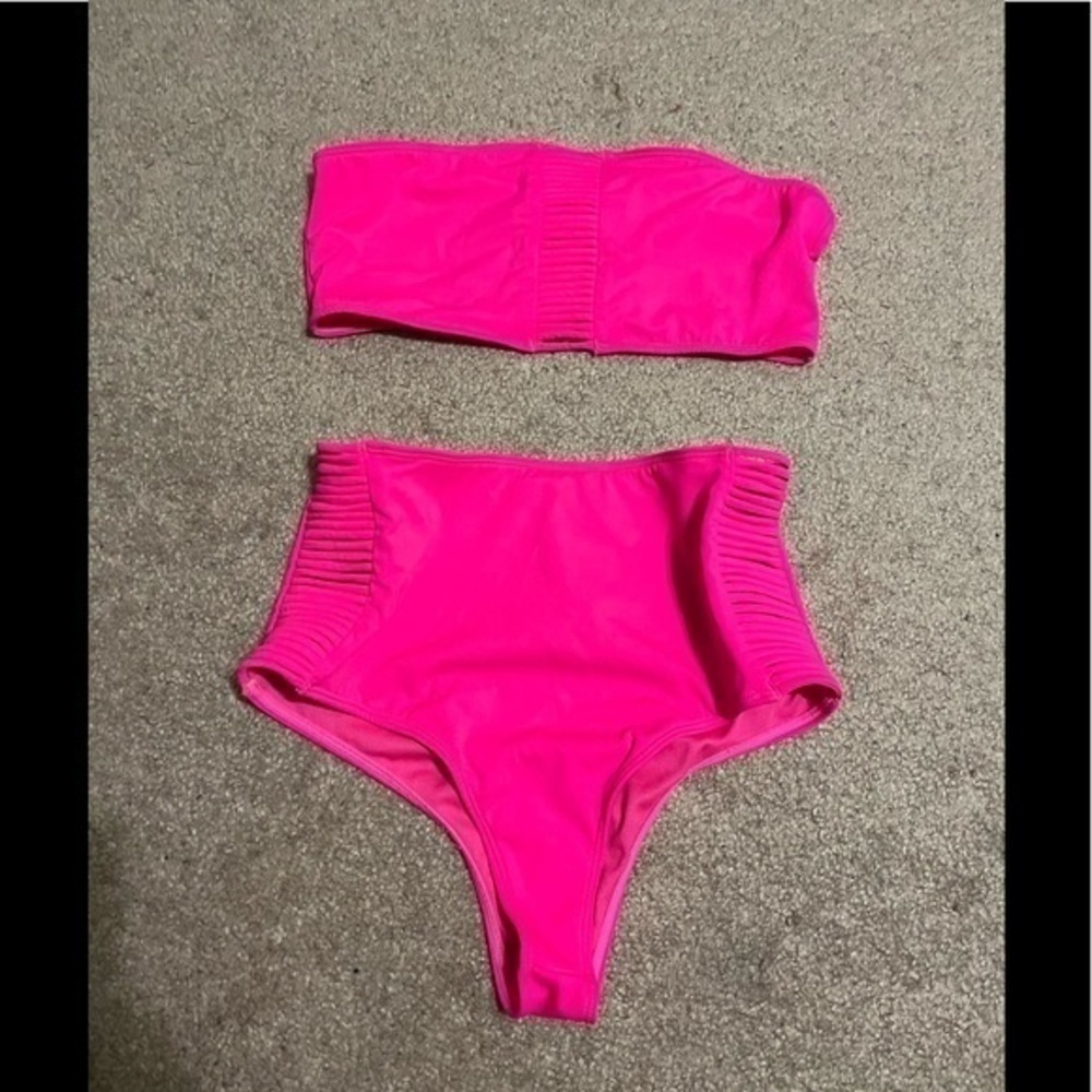 Rehab Lab Hot Pink‎ High Waisted Swim Suit S/M